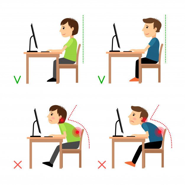 Ejemplos de posturas correctas e incorrectas. Freepik/ssstocker.